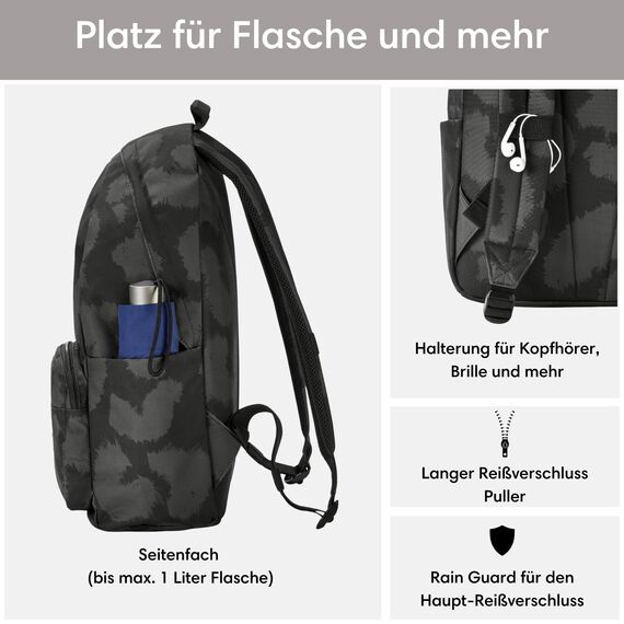 LARKSON Schulrucksack Mädchen & Jungen Teenager Grau Leo - No 3 - Rucksack Damen & Herren für Schule - 16" Laptopfach - Aus Recyceltem PET - Wasserabweisend