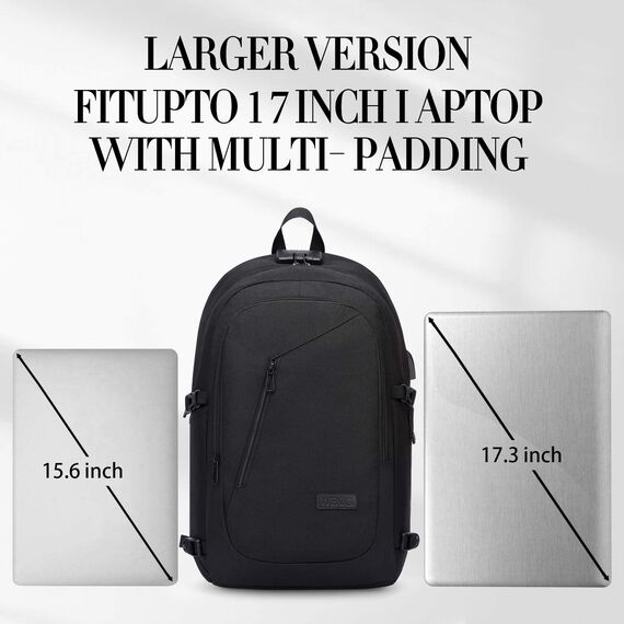 Laptop Rucksack Herren,17 Zoll Laptop Anti Diebstahl Rucksack Tasche Schulrucksack Business Notebook Rucksack Wasserdicht mit USB,Geschenk für Männer,Arbeit Reisen Schüler Jungen Teenager Schwarz