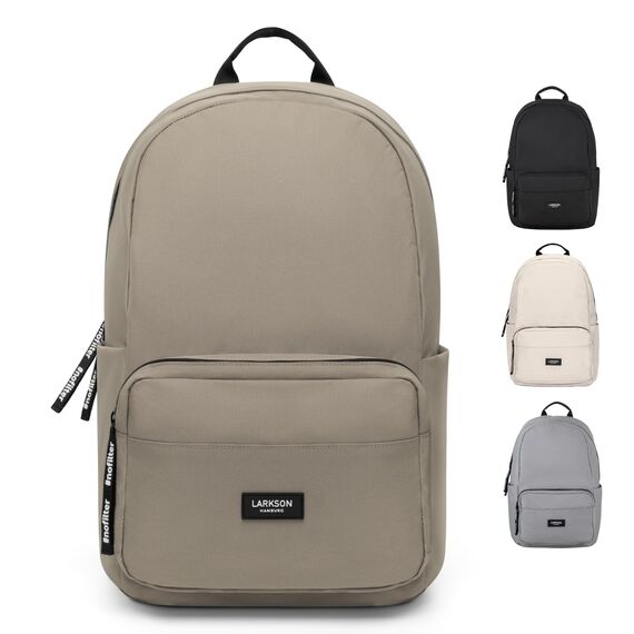 LARKSON Schulrucksack Mädchen & Jungen Teenager Grau - No 3 - Rucksack Damen & Herren für Schule - 16" Laptopfach - Aus Recyceltem PET - Wasserabweisend