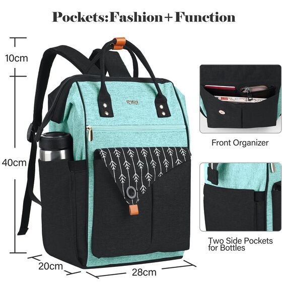 RJEU Rucksack Damen, Schulrucksack Mädchen, Rucksack mit einem USB-Ladeanschluss von 15,6 Zoll, Rucksack Geschenke für Frauen für Valentinstag, Muttertag, Geburtstag für Mutter, Schwester, Ehefrau