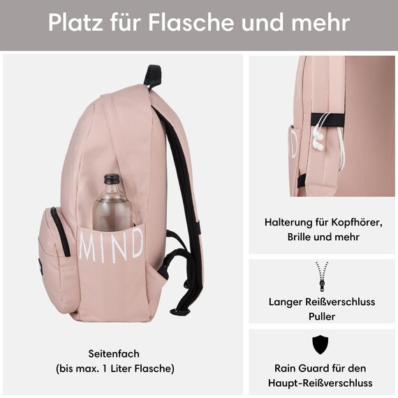 LARKSON Schulrucksack Mädchen & Jungen Teenager Rosa - No 3 - Rucksack Damen & Herren für Schule - 16" Laptopfach - Aus Recyceltem PET - Wasserabweisend