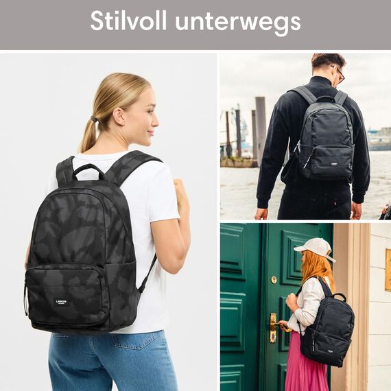 LARKSON Schulrucksack Mädchen & Jungen Teenager Grau Leo - No 3 - Rucksack Damen & Herren für Schule - 16" Laptopfach - Aus Recyceltem PET - Wasserabweisend