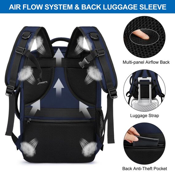 Easyjet Handgepäck 45x36x20 Rucksack für Flugzeug und Reise Groß, Damen & Herren Laptop-Tasche 15.6 Zoll mit USB Ladeanschluss