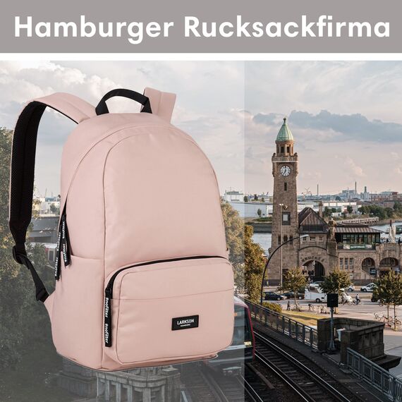 LARKSON Schulrucksack Mädchen & Jungen Teenager Rosa - No 3 - Rucksack Damen & Herren für Schule - 16" Laptopfach - Aus Recyceltem PET - Wasserabweisend