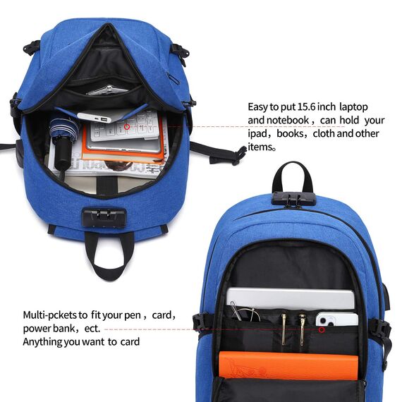 WENIG Laptop Rucksack Herren,15.6 Zoll Laptop Anti Diebstahl Rucksack Tasche Schulrucksack Business Notebook Rucksack Wasserdicht mit USB, Geschenk für Männer,Arbeit Reisen Schüler Jungen Teenager