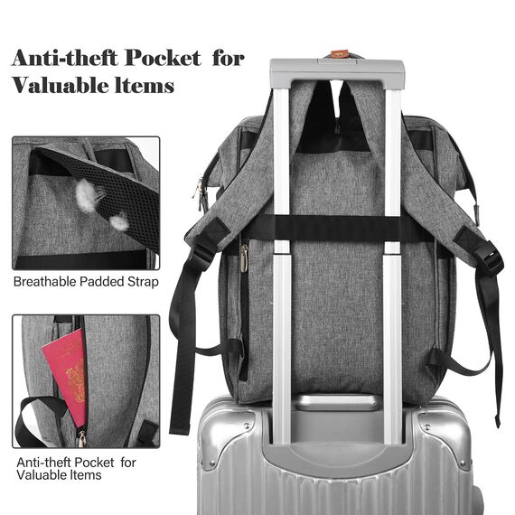 RJEU Rucksack Damen mit Laptopfach 17,3 Zoll, Laptop Schulrucksack Mädchen USB Ladeanschluss, Geschenke für Frauen, Muttertag,