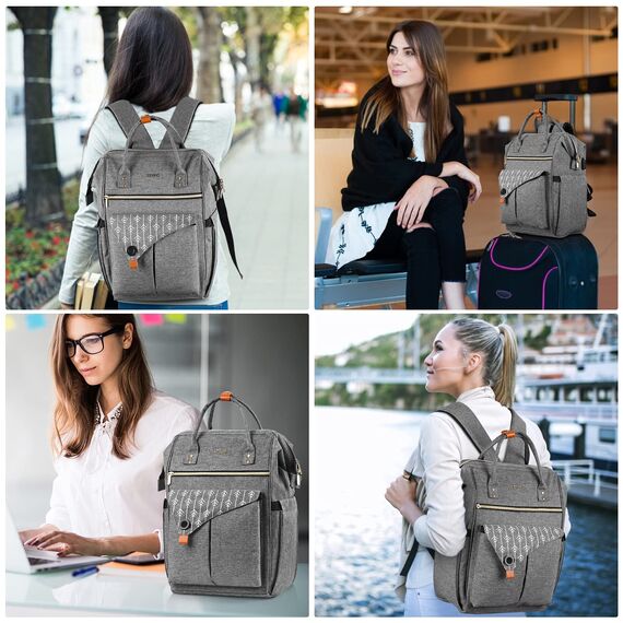 RJEU Rucksack Damen mit Laptopfach 17,3 Zoll, Laptop Schulrucksack Mädchen USB Ladeanschluss, Geschenke für Frauen, Muttertag,