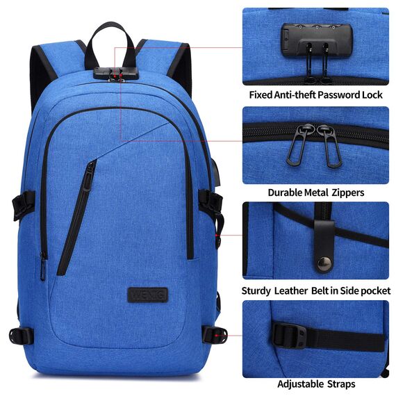 WENIG Laptop Rucksack Herren,15.6 Zoll Laptop Anti Diebstahl Rucksack Tasche Schulrucksack Business Notebook Rucksack Wasserdicht mit USB, Geschenk für Männer,Arbeit Reisen Schüler Jungen Teenager
