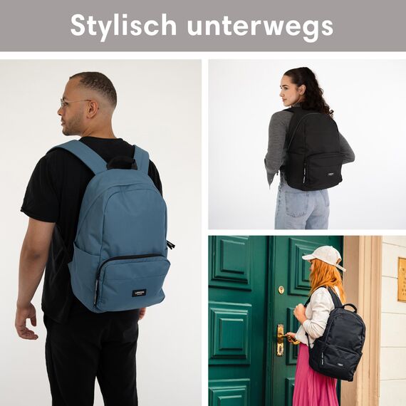 LARKSON Schulrucksack Mädchen & Jungen Teenager Hellblau - No 3 - Rucksack Damen & Herren für Schule - 16" Laptopfach - Aus Recyceltem PET - Wasserabweisend
