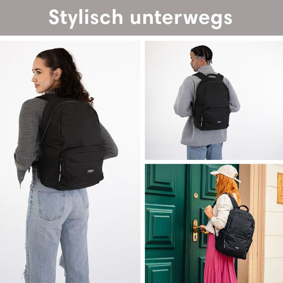 LARKSON Schulrucksack Mädchen & Jungen Teenager Grau - No 3 - Rucksack Damen & Herren für Schule - 16" Laptopfach - Aus Recyceltem PET - Wasserabweisend