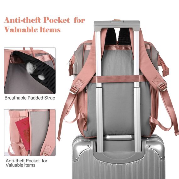 RJEU Damen-Rucksack, Laptop-Rucksack, 39,6 cm (15,6 Zoll), mit USB-Ladeanschluss, wasserdicht, für Damen, Muttertag