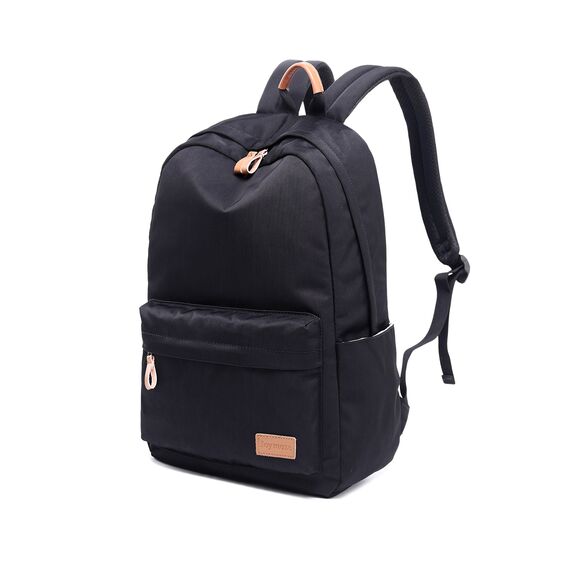 Joymoze Klassischer Einfarbiger Wasserdichter Schulrucksack für Teenager Retro Freizeit Rucksack Schwarz