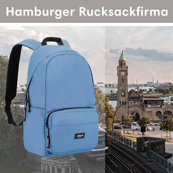 LARKSON Schulrucksack Mädchen & Jungen Teenager Hellblau - No 3 - Rucksack Damen & Herren für Schule - 16" Laptopfach - Aus Recyceltem PET - Wasserabweisend