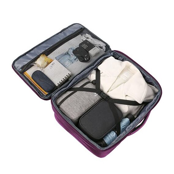 MATEIN 40L Reiserucksack Handgepäck Flugzeug, Erweiterbar 50x35x20cm Herren Cabin Bag Leichtgewicht Reise Rucksack Damen Schulrucksack Carry On Travel Backpack für Business, Arbeit, Violett