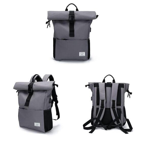 MoFut Rucksack Damen Groß Groß Schulrucksack viele Fächer mit 15,6" Laptopfach, Unisex Rolltop Rucksack Wasserdicht, Lässiger Backpack Schule Freizeit Uni Arbeit Wandern.