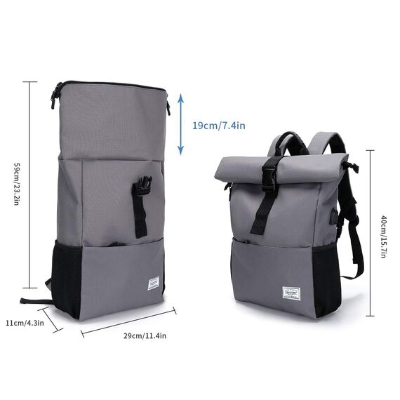 MoFut Rucksack Damen Groß Groß Schulrucksack viele Fächer mit 15,6" Laptopfach, Unisex Rolltop Rucksack Wasserdicht, Lässiger Backpack Schule Freizeit Uni Arbeit Wandern.