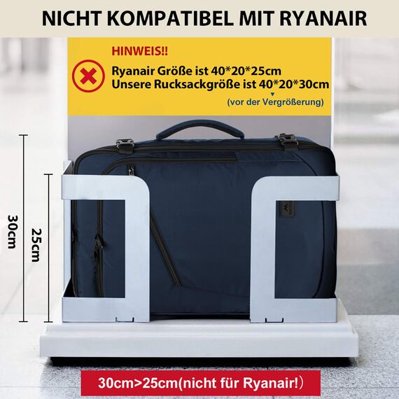 MATEIN Reiserucksack 30L für Eurowings, Handgepäck Flugzeug Reiserucksack Männer und Frauen Teenager College Carry on Daypack für Wizz Air Vueling für Kurzreisen Geschäftsreisen, Blau