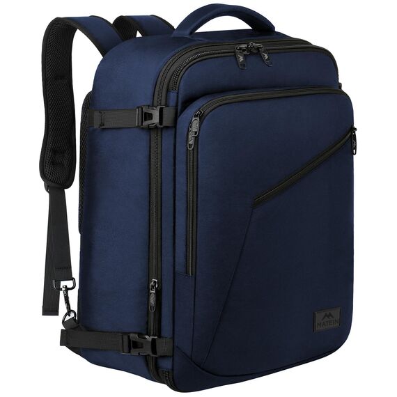 MATEIN 40L Reiserucksack Handgepäck Flugzeug, Erweiterbar 50x35x20cm Herren Cabin Bag Leichtgewicht Reise Rucksack Damen Schulrucksack Carry On Travel Backpack für Business, Arbeit, Blau