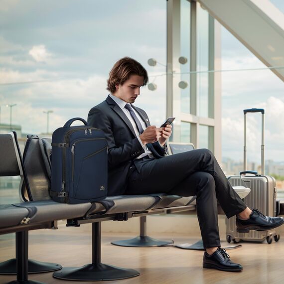 MATEIN Rucksack Handgepäck Flugzeug, Ryanair Rucksack 40x20x25, 20L Klein Damen Erweiterbar Daypack, Reiserucksack Herren, Ryanair Handgepäck für Business Weekender Reise, Blau