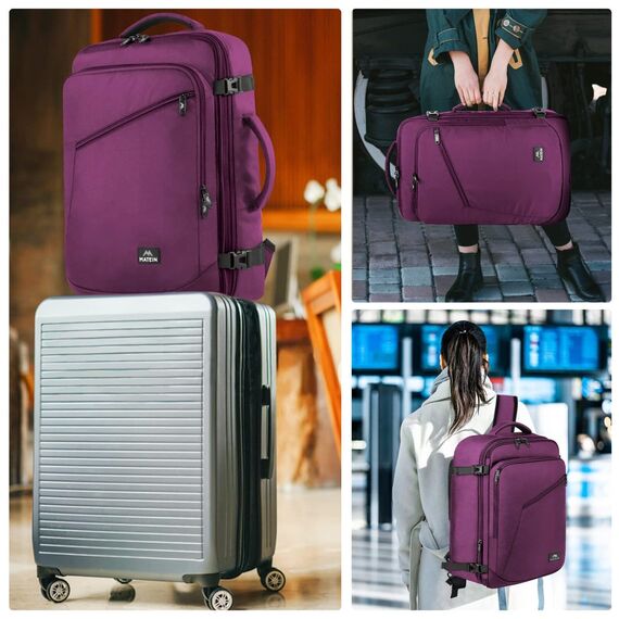 MATEIN 40x30x20 Handgepäck Damen, Handgepäck Rucksack Reisetasche Medium Business Arbeit Frauen Expandable Wasserabweisend Lightweight Cabin Bag, Violett