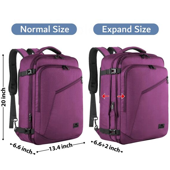 MATEIN Groß Rucksack Herren 50L, Air France Travel Backpack Erweiterbar Arbeitsrucksack Wasserabweisend Reiserucksack 55x35x25cm Carry-On Damen Cabin Bag Tagesrucksack für Bussiness, Violett