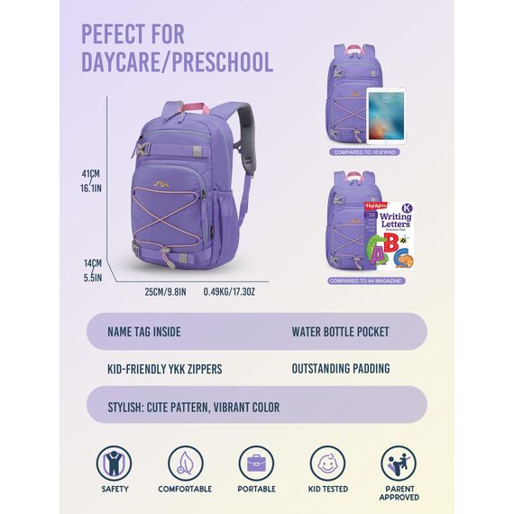 Mountaintop Kinderrucksack Mädchen Jungen Schulrucksack Schultasche für Schule Wander, 15L, 25 x 14 x 41 cm