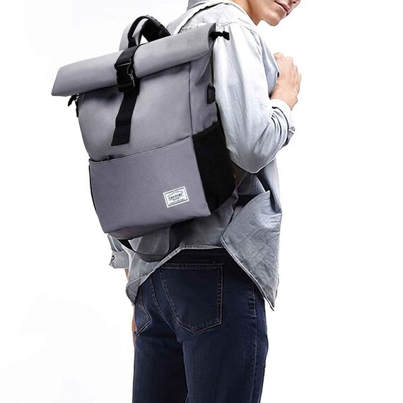 MoFut Rucksack Damen Groß Groß Schulrucksack viele Fächer mit 15,6" Laptopfach, Unisex Rolltop Rucksack Wasserdicht, Lässiger Backpack Schule Freizeit Uni Arbeit Wandern.