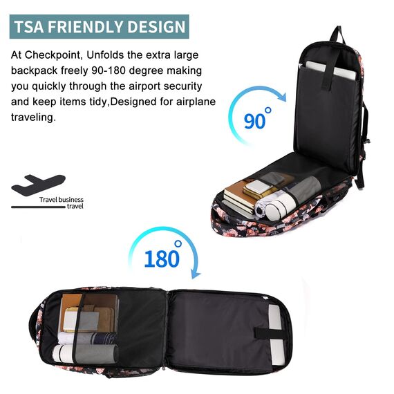 Rucksack Damen groß mit Laptopfach & Anti Diebstahl Tasche für Ausflüge,wasserdicht Großer 17 Zoll Laptop Rucksack Schulrucksack Tasche mädchen mit USB-Ladeanschluss für Arbeit Schule Uni Reisen