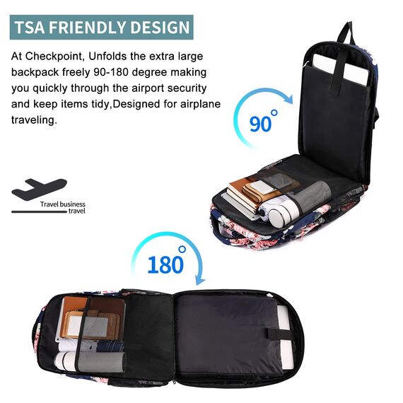 Rucksack Damen groß mit USB-Ladeanschluss & Laptopfach für 17 Zoll Laptop,wasserdicht Arbeitstasche Großer Schulrucksack Tasche Backpack mädchen für Arbeit Schule Uni Reisen