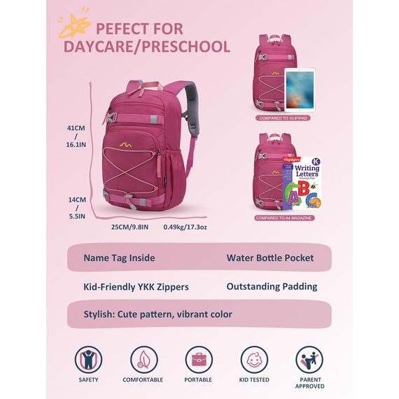 Mountaintop Kinderrucksack Mädchen Jungen Schulrucksack Schultasche für Schule Wander, 15L, 25 x 14 x 41 cm