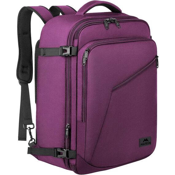 MATEIN Groß Rucksack Herren 50L, Air France Travel Backpack Erweiterbar Arbeitsrucksack Wasserabweisend Reiserucksack 55x35x25cm Carry-On Damen Cabin Bag Tagesrucksack für Bussiness, Violett
