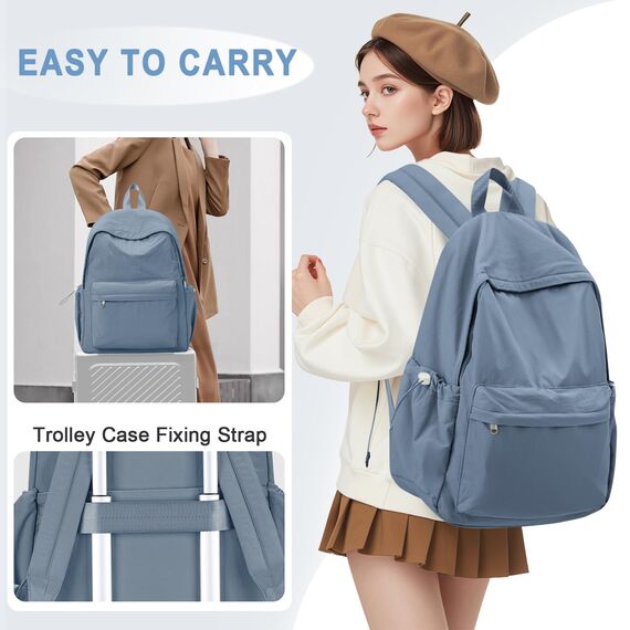 HYC00 Rucksack Schule Teenager Mädchen Damen Causal Schulrucksack College-Rucksack, leichte Schultasche Arbeitstasche für Jungen und Mädchen, passend für 14-Zoll-Laptop Daypack Bookbag,Blau