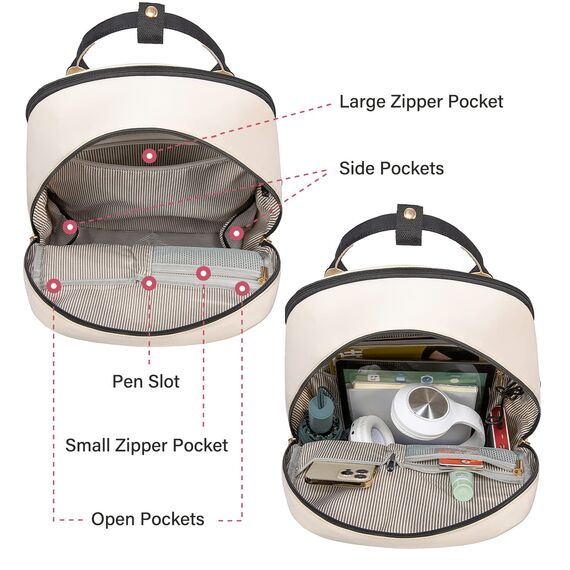 LOVEVOOK 17 Zoll Laptop Rucksack Schulrucksack Mädchen Teenager Rucksack Damen mit Laptopfach, Wasserdichter Schultasche Daypack für Schule Uni Reisen Arbeit, Schwarz Beige