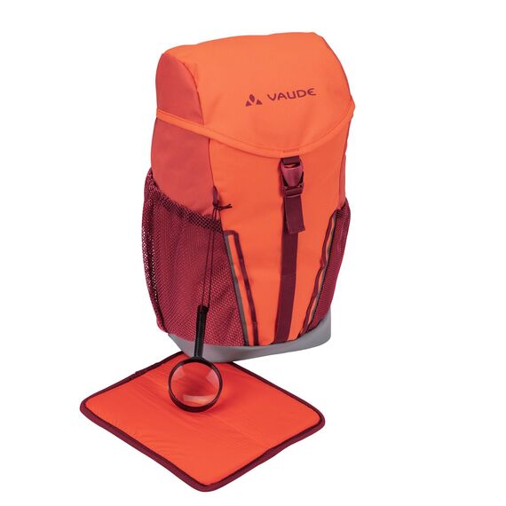 VAUDE Kinderrucksack Jungen & Mädchen Puck 10 Liter in rosa, komfortabler Wanderrucksack Kinder, Wetterfester Schulrucksack mit Regenhülle & Lupe, viel Stauraum