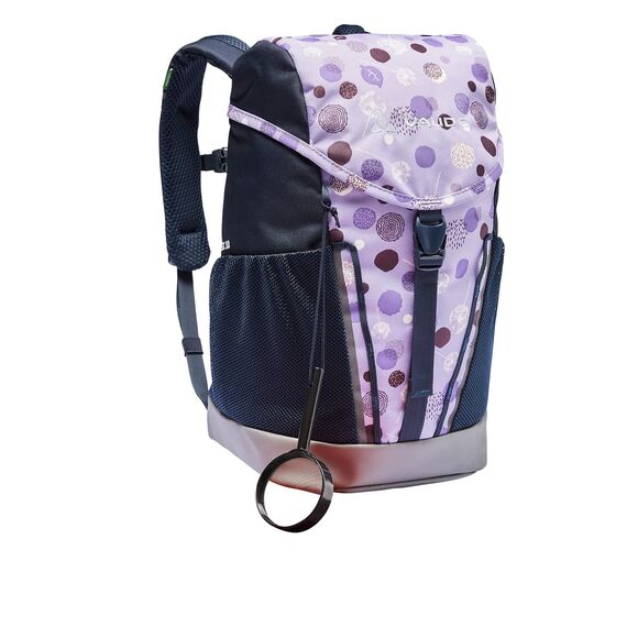 VAUDE Kinderrucksack Jungen & Mädchen Puck 10 Liter in lila, komfortabler Wanderrucksack Kinder, Wetterfester Schulrucksack mit Regenhülle & Lupe, viel Stauraum, Pastel Lilac