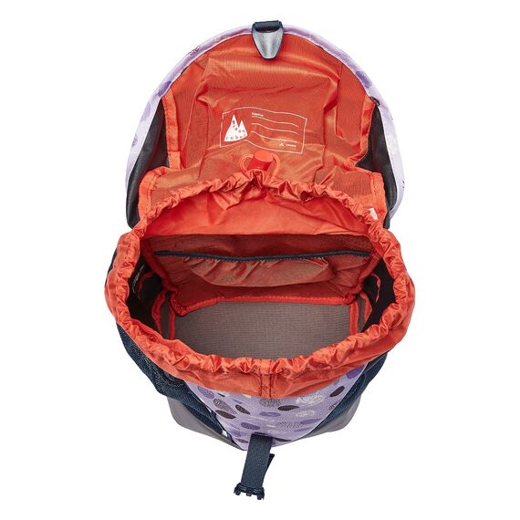 VAUDE Kinderrucksack Jungen & Mädchen Puck 10 Liter in lila, komfortabler Wanderrucksack Kinder, Wetterfester Schulrucksack mit Regenhülle & Lupe, viel Stauraum, Pastel Lilac
