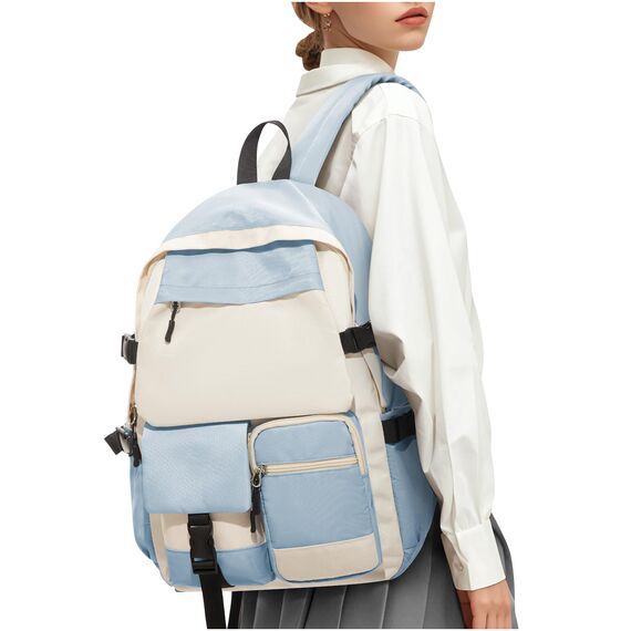 HYC00 Rucksack Damen Schulmädchen,Casual Travel Daypack,14-Zoll-Laptop-Rucksack für Mädchen im Teenageralter,Wasserdichter College-Rucksack Büchertasche Herren Schultasche Arbeitstasche,Dunstblau