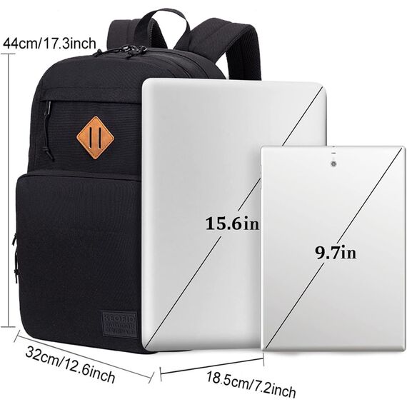 KEOFID Laptop Rucksack für Herren Damen, Großer Schulrucksack für Jungen, Mädchen und Teenager, Anti-Diebstahl Computer Ruck sack, 15,6 Zoll Laptop, Handgepäck Rucksack(Schwarz)