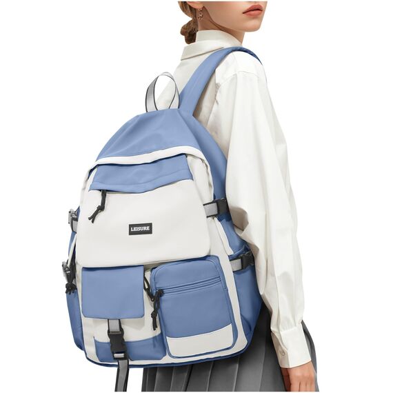 HYC00 Schulrucksack Teenager Mädchen Jungen Schulranzen Rucksack Damen Schule College Backpack Wasserdicht Schultasche 14 Zoll Laptop Rucksack für Die Schule Reise Tagesrucksack School Bag,Königs Blau