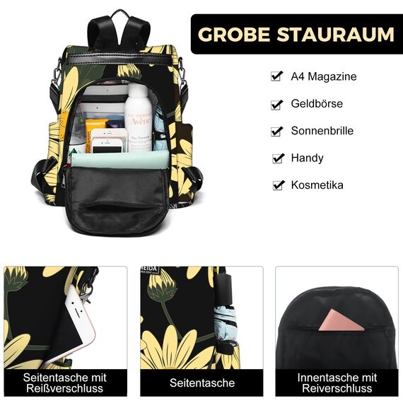 Fmeida Damen Rucksack Elegant Anti Diebstahl Taschenrucksack 2 in 1 Damen Rucksack Tasche Casual Daypack Kleiner Reiserucksack für Mädchen