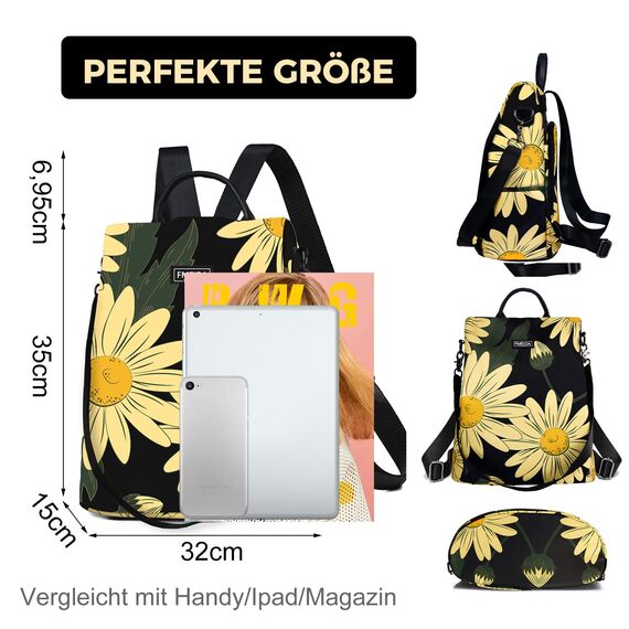 Fmeida Damen Rucksack Elegant Anti Diebstahl Taschenrucksack 2 in 1 Damen Rucksack Tasche Casual Daypack Kleiner Reiserucksack für Mädchen