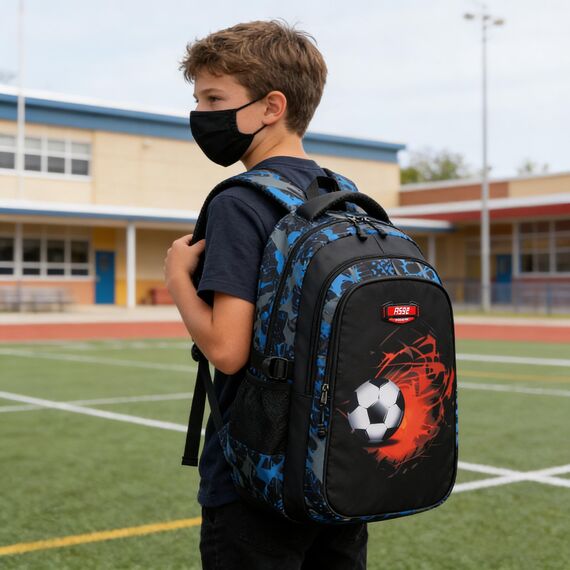 Asge Schulrucksack Jungen Teenager Schultaschen Mädchen Ranzen Ergonomischem Kinder Rucksäcke Fußball Druck Schulranzen für 8 10 14 Jahre School Bags for Boys Wasserdicht Schulranzen Groß für Schule
