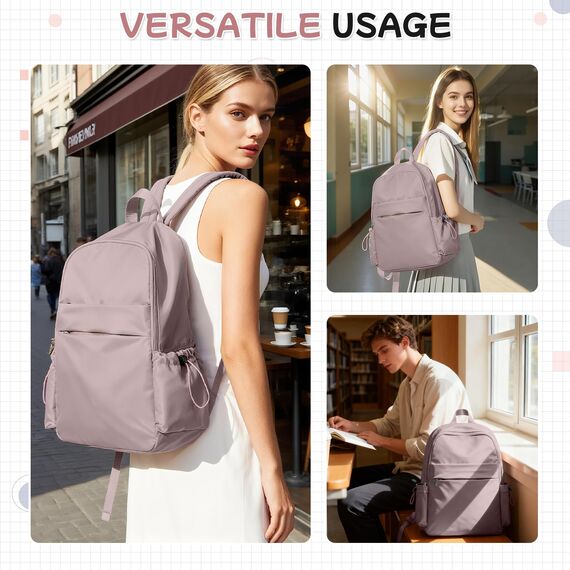 HYC00 Schulrucksack Damen Causal Travel Schultaschen 14 Zoll Laptop Daypack Bookbag für Teenager Mädchen Boys College-Rucksack Leichter Rucksack Wasserabweisend Bookbag Men Work Daypack,Pink Lila