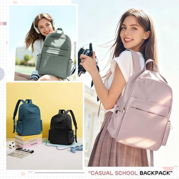 HYC00 Schulrucksack Damen Causal Travel Schultaschen 14 Zoll Laptop Daypack Bookbag für Teenager Mädchen Boys College-Rucksack Leichter Rucksack Wasserabweisend Bookbag Men Work Daypack,Pfauenblau