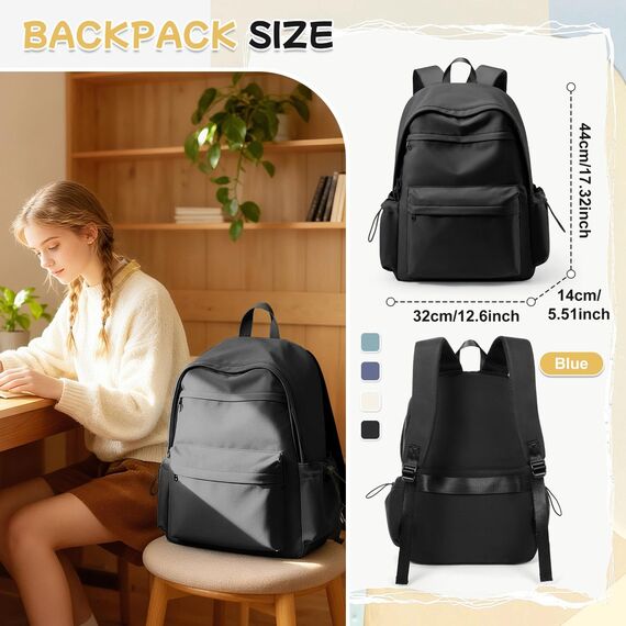 HYC00 Schulrucksack Teenager Mädchen Schultaschen Causal Daypacks Damen College Rucksack Leichter Rucksack Mädchen Teenager Schule Schultasche Wasserdicht Laptop Rucksack 14 zoll Backpack,Schwarz