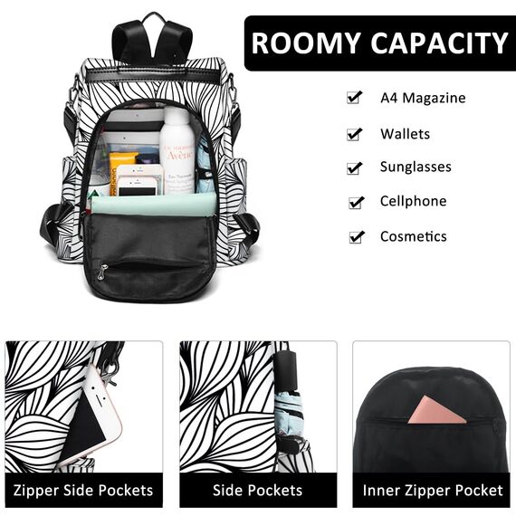 Fmeida Kleiner Rucksack Damen Diebstahlsicher Rucksack Handtaschen Wasserdichte Schultertasche Casual Daypack Klein Reiserucksack Taschenrucksack 2 in 1 Cityrucksack für Frauen Mädchen