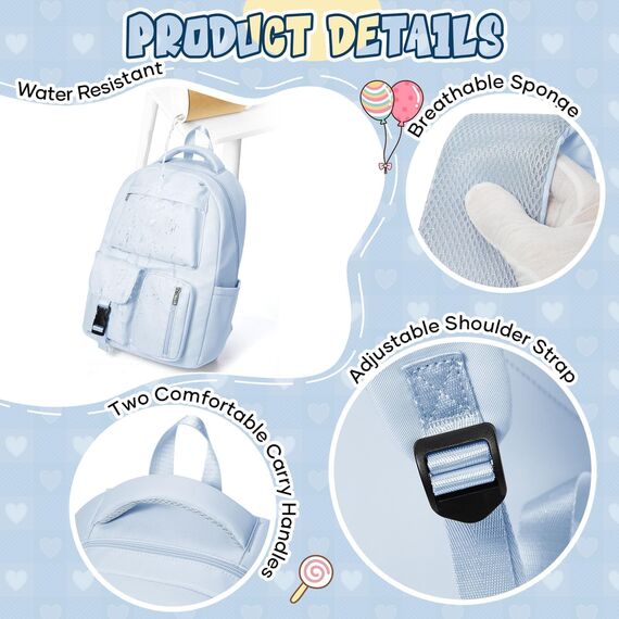 HYC00 Schulrucksack Mädchen Damen Schulranzen Schultasche Jungen Teenager Leichter Rucksack Schule Damen Casual Daypacks Travel Work Backpack Tagesrucksack College Bookbag Aesthetic School Bag,Blau