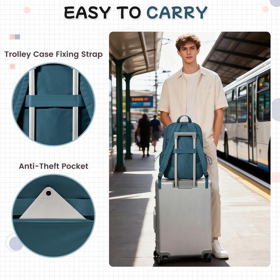 HYC00 Schulrucksack Damen Causal Travel Schultaschen 14 Zoll Laptop Daypack Bookbag für Teenager Mädchen Boys College-Rucksack Leichter Rucksack Wasserabweisend Bookbag Men Work Daypack,Pfauenblau