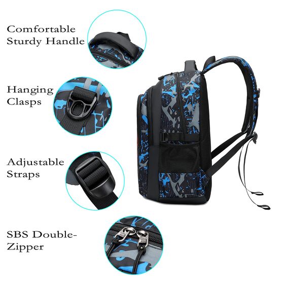 Asge Schulrucksack Jungen Teenager Schultaschen Mädchen Ranzen Ergonomischem Kinder Rucksäcke Fußball Druck Schulranzen für 8 10 14 Jahre School Bags for Boys Wasserdicht Schulranzen Groß für Schule