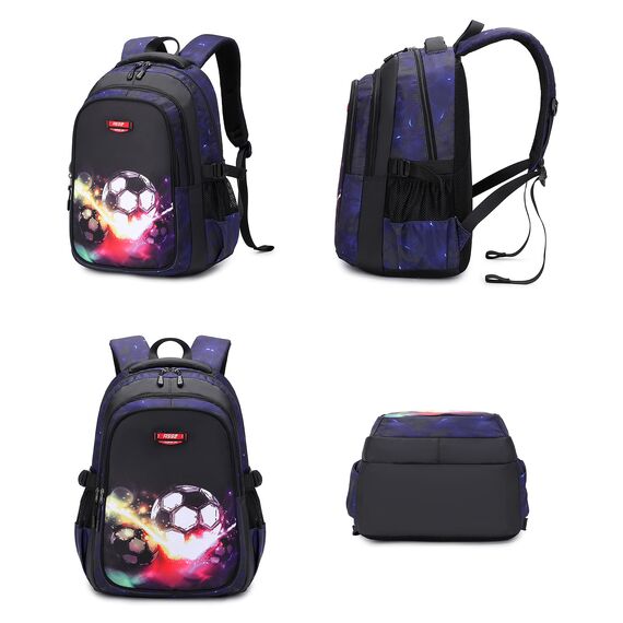 Asge Schulrucksack Jungen Teenager Schultaschen Mädchen Ranzen Ergonomischem Kinder Rucksäcke Fußball Druck Schulranzen für 8 10 16 Jahre School Bags for Boys Wasserdicht Groß für Schule